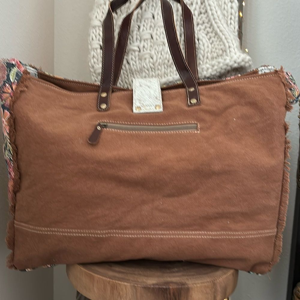 Myra Bag Fyole Canvas & Hairon Weekender Bag - Picture 3 of 10